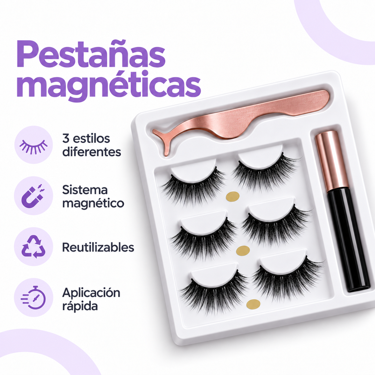 Pestañas Magnéticas reutilizables (Pack 3 pares)