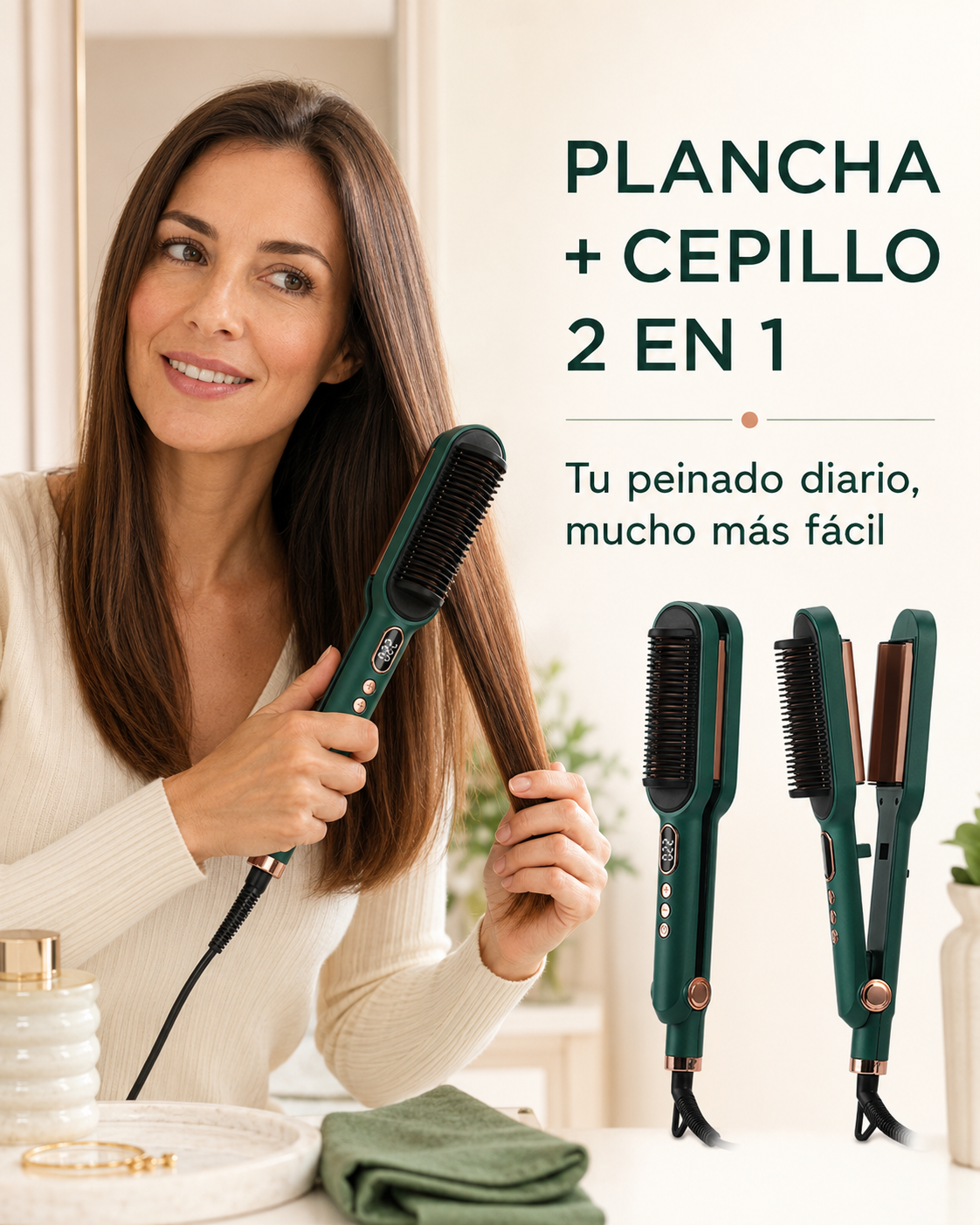 Cepillo plancha y ondulador 2 en 1