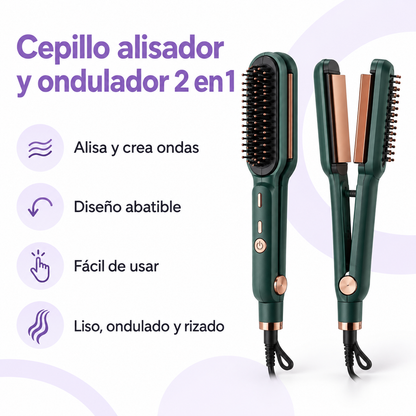 Cepillo plancha y ondulador 2 en 1