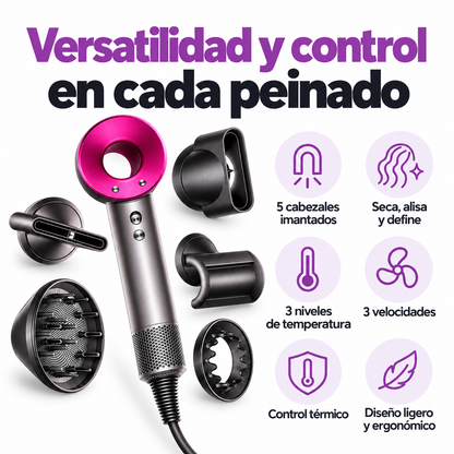 Secador de pelo profesional con cabezales imantados